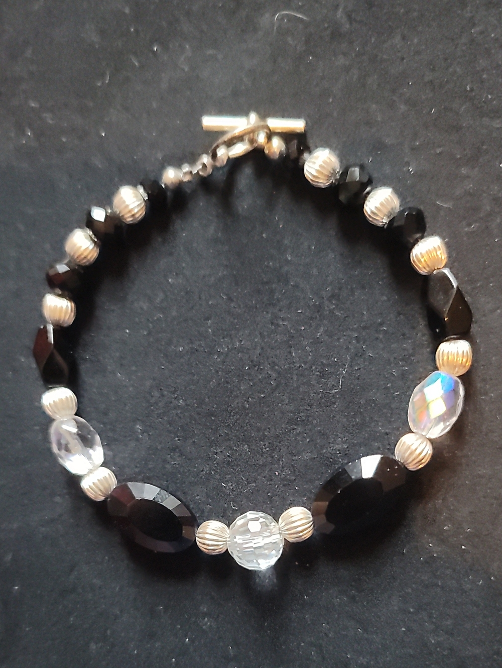 Black + AB Beaded Bracelet